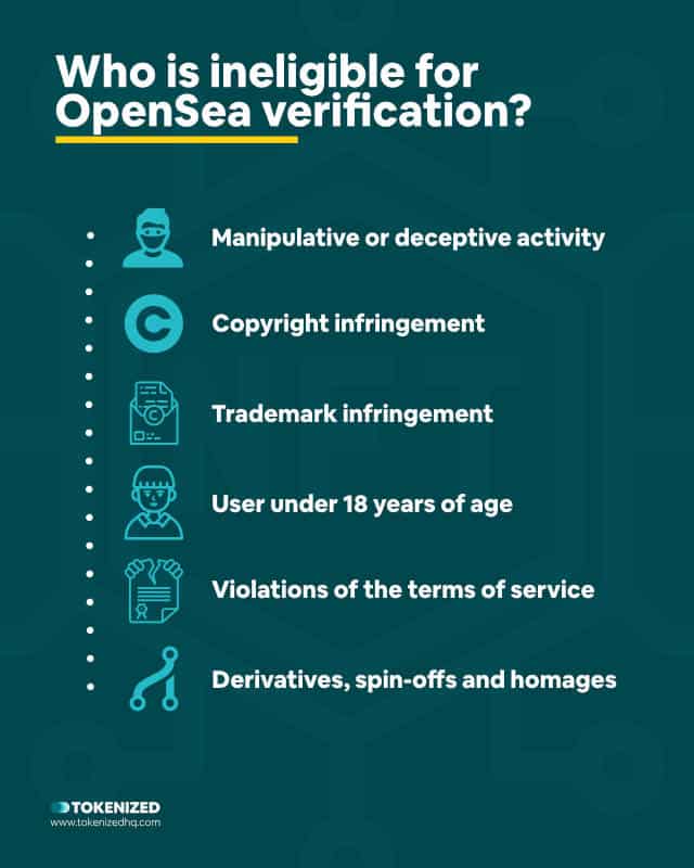 Infographic explaining who is not eligible for OpenSea verification.
