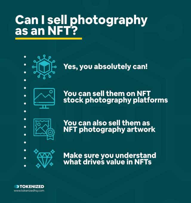 Infographic explaining how you can sell photography as NFTs.