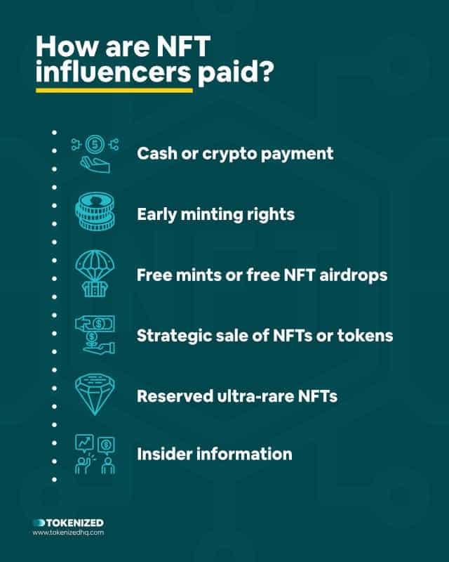 Infographic explaining how NFT influencers are usually paid.