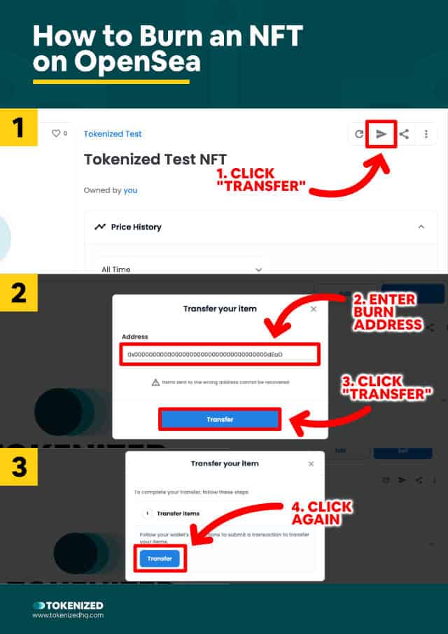 Step-by-step guide on how to burn an NFT on OpenSea in 4 easy steps.