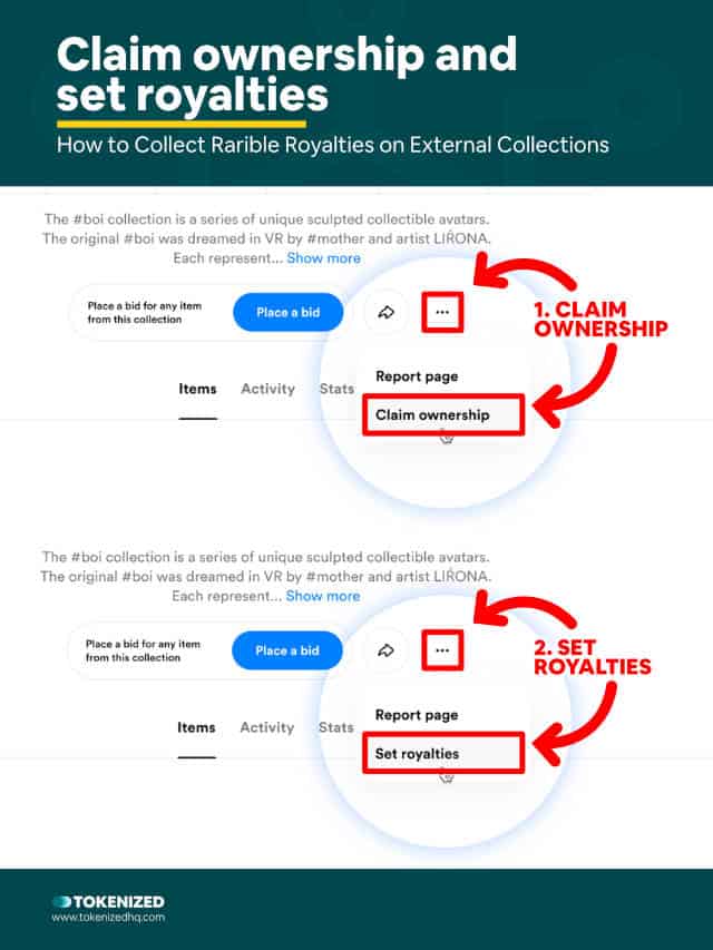 Step-by-step guide on how to collect Rarible royalties on external collections.