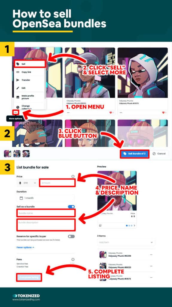 Step-by-step guide on how to sell OpenSea bundles.