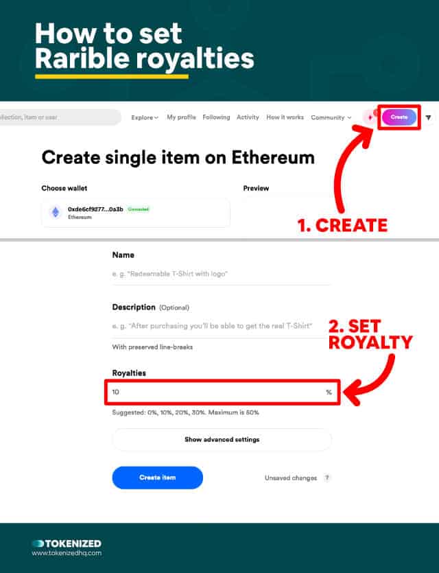 Step-by-step guide on how to set Rarible royalties.