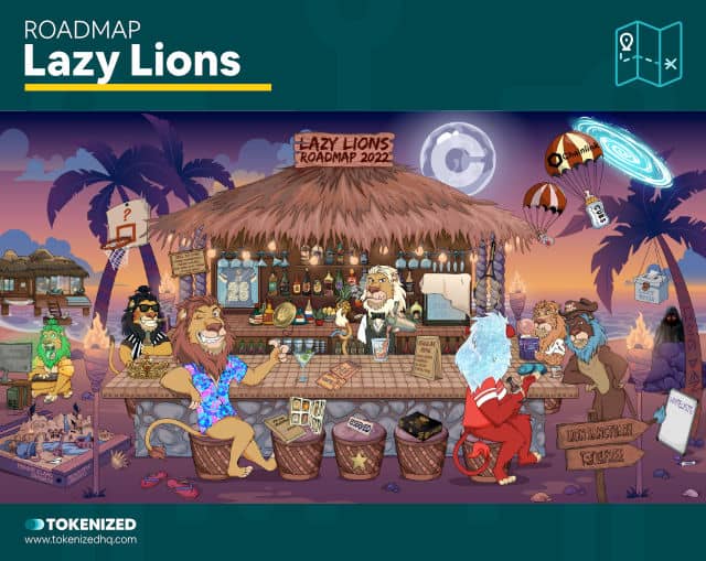 Screenshot of the "Lazy Lions" NFT roadmap example.