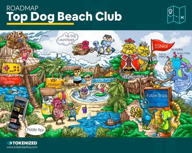 Screenshot of the "Top Dop Beach Club" NFT roadmap example.
