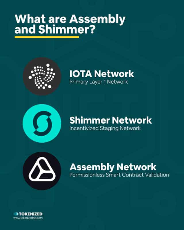 Infographic explaining the difference between IOTA, Assembly and Shimmer