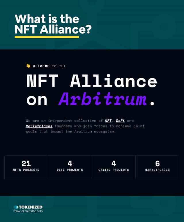 Infographic illustrating what the Arbitrum NFT Alliance is.
