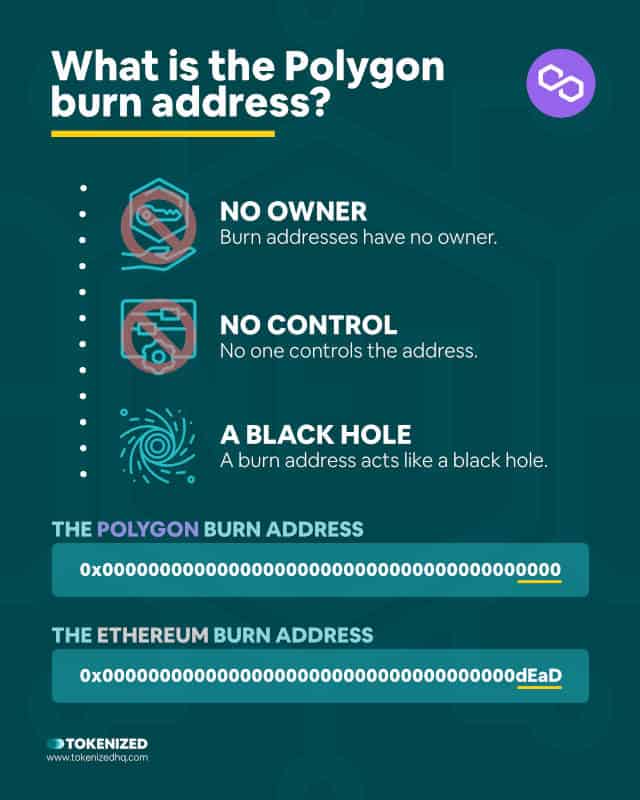 Infographic explaining what the correct Polygon burn address is.