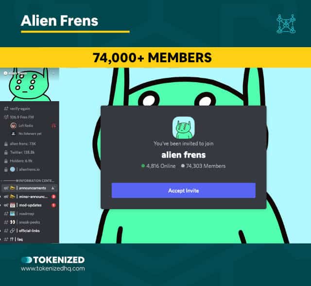 Screenshot of the Alien Frens NFT Community Discord