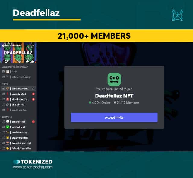 Screenshot of the Deadfellaz NFT Community Discord