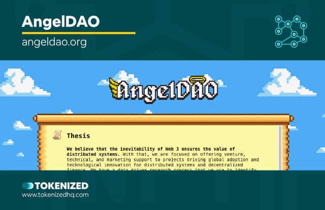 Screenshot of the AngelDAO website from our list of DAOs.