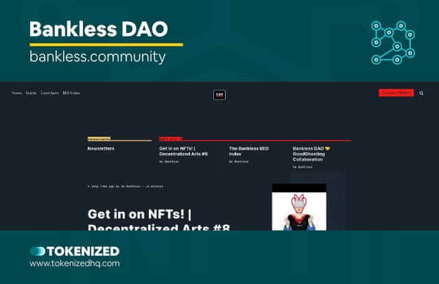 Screenshot of the BanklessDAO website from our list of DAOs.