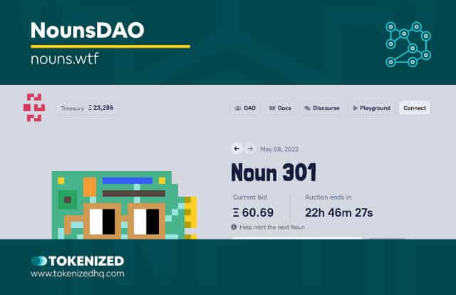 Screenshot of the NounsDAO website from our list of DAOs.