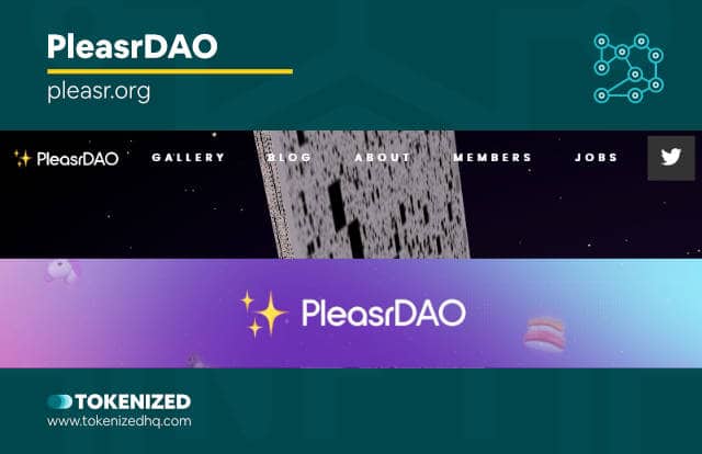 Screenshot of the PleasrDAO website from our list of DAOs.