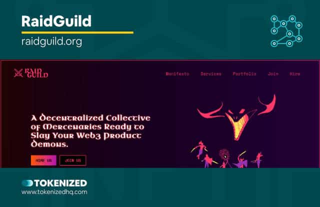 Screenshot of the RaidGuild website from our list of DAOs.