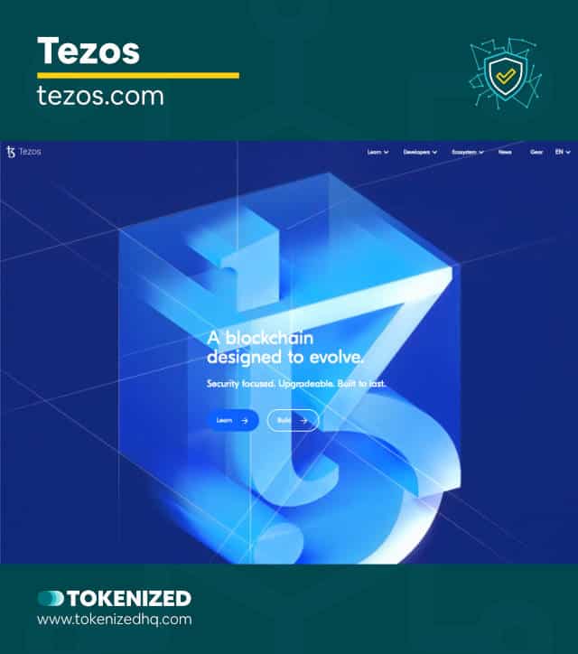 Screenshot of the Tezos blockchain website.