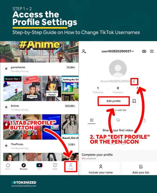 Step-by-step guide on how to change TikTok usernames – Step 1+2