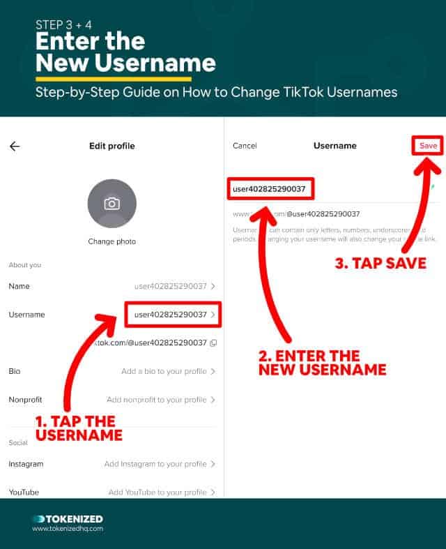 Step-by-step guide on how to change TikTok usernames – Step 3+4