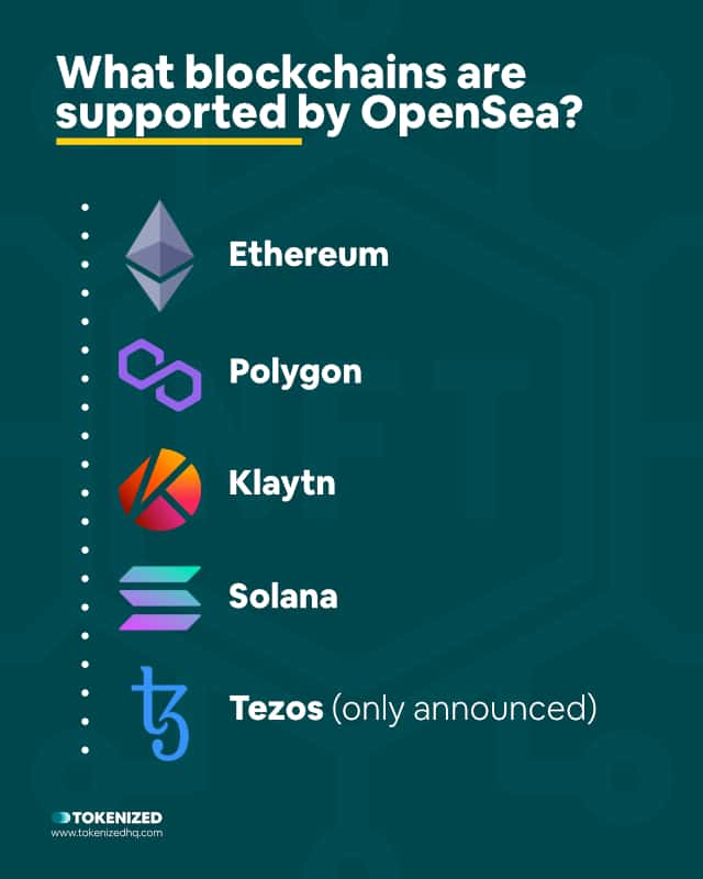 Infographic listing all the supported OpenSea blockchains.
