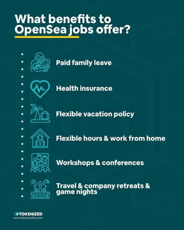 Infographic explaining the perks of a job at OpenSea.