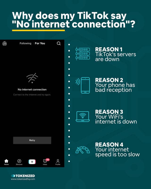 Infographic explaining why your TikTok says "No internet connection".