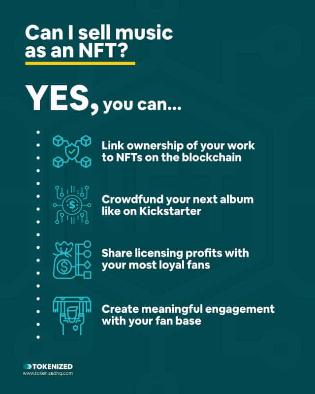 Infographic explaining that you can sell music as an NFT.