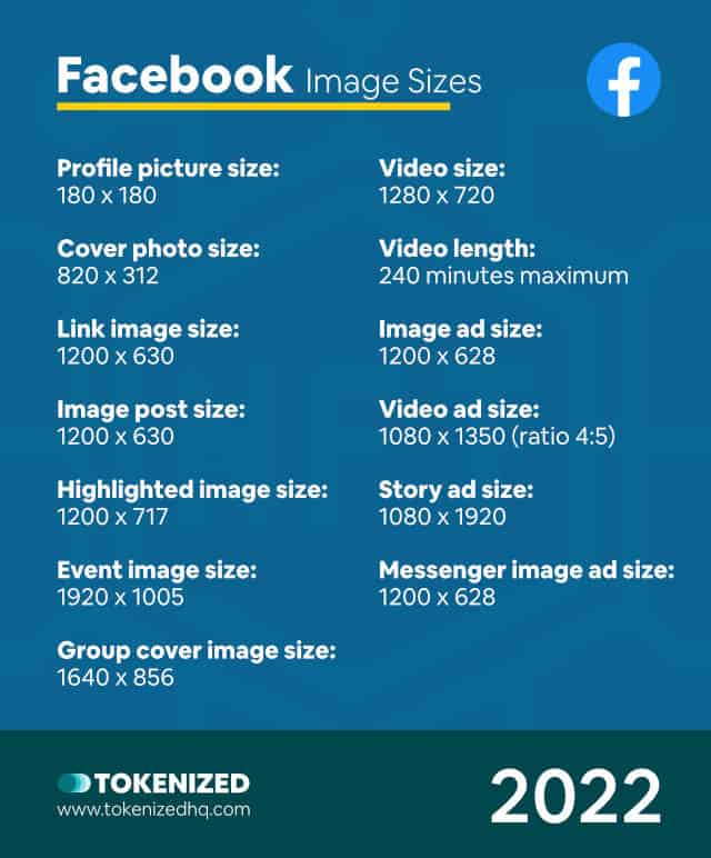 Cheat Sheet: Infographic showing an overview of all Facebook image sizes in 2022.