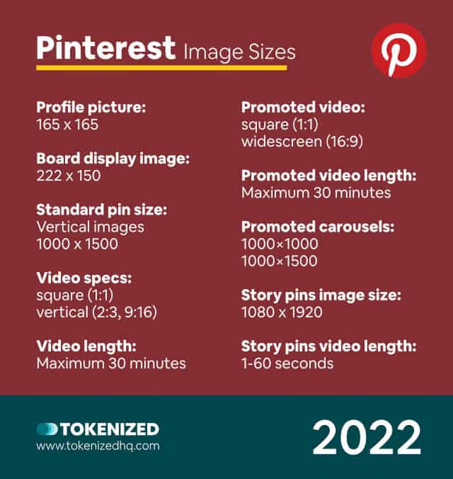 Cheat Sheet: Infographic showing an overview of all Pinterest image sizes in 2022.