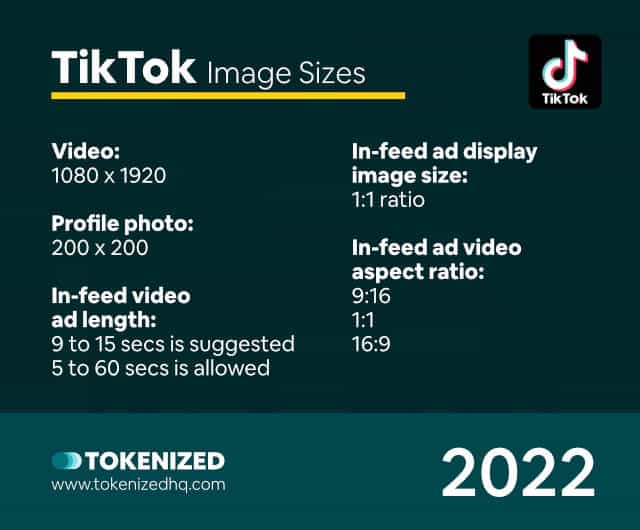 Cheat Sheet: Infographic showing an overview of all TikTok image sizes in 2022.