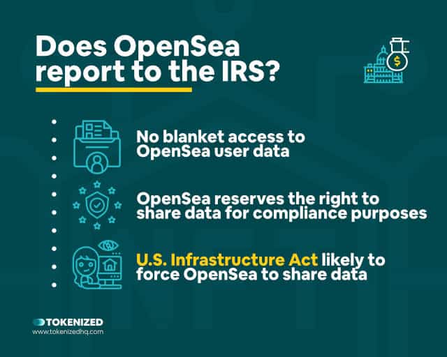 Infographic explaining whether OpenSea reports to the IRS.