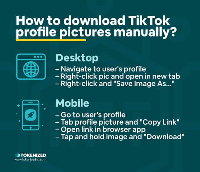 Infographic explaining how to download TikTok profile pictures manually.