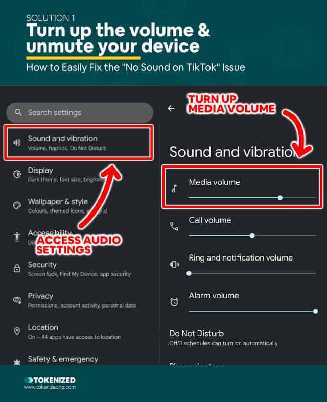 Step-by-step guide how to fix the "No sound on TikTok" issue – Solution 1