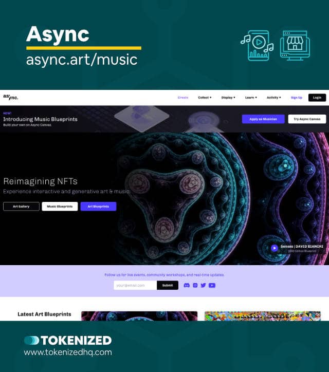 Screenshot of the Async music NFT marketplace website.