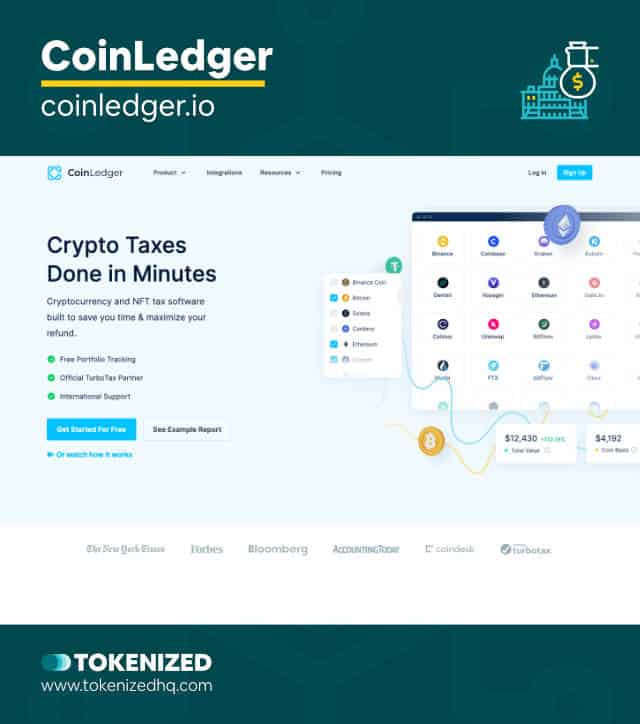 Screenshot of the CoinLedger OpenSea taxes tool website.