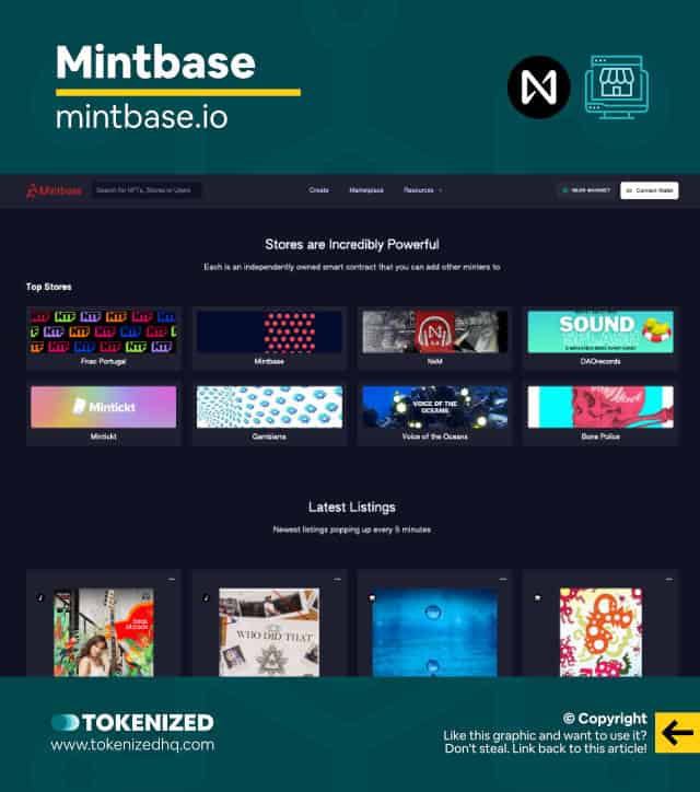 Screenshot of the Mintbase NEAR NFT marketplace website.