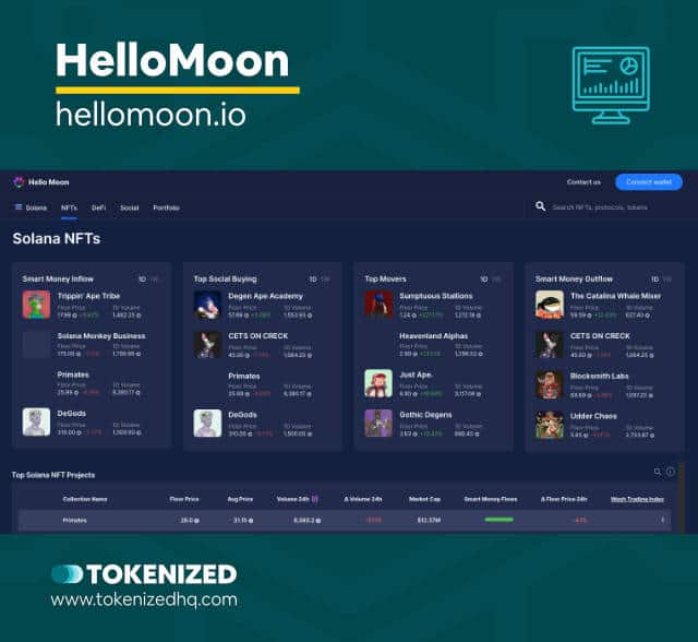 Screenshot of the NFT Market Analytics Tool "HelloMoon".