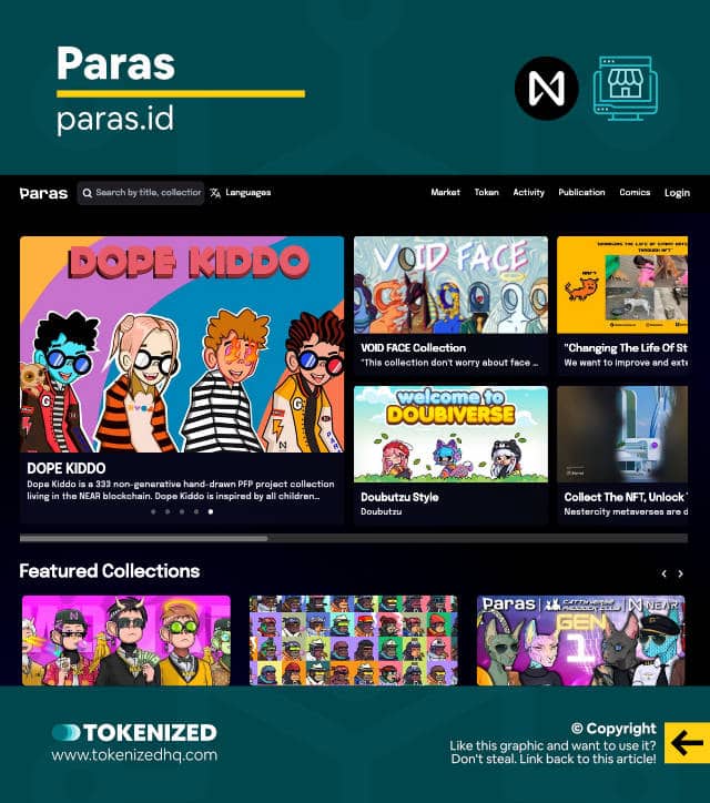 Screenshot of the Paras NEAR NFT marketplace website.