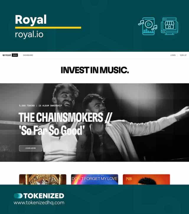 Screenshot of the Royal music NFT marketplace website.
