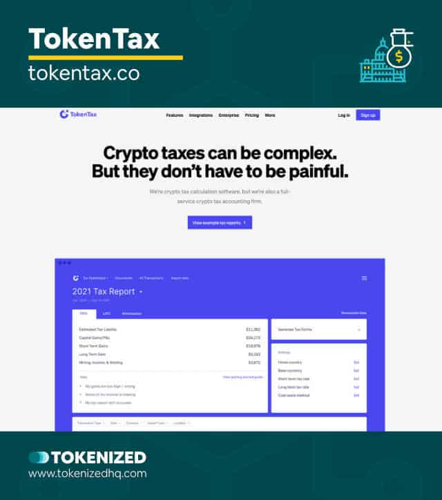 Screenshot of the TokenTax NFT taxes tool website.