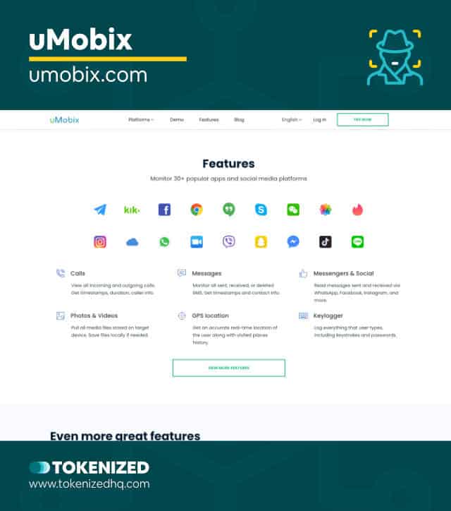 Screenshot of the uMobix TikTok private account viewer website.