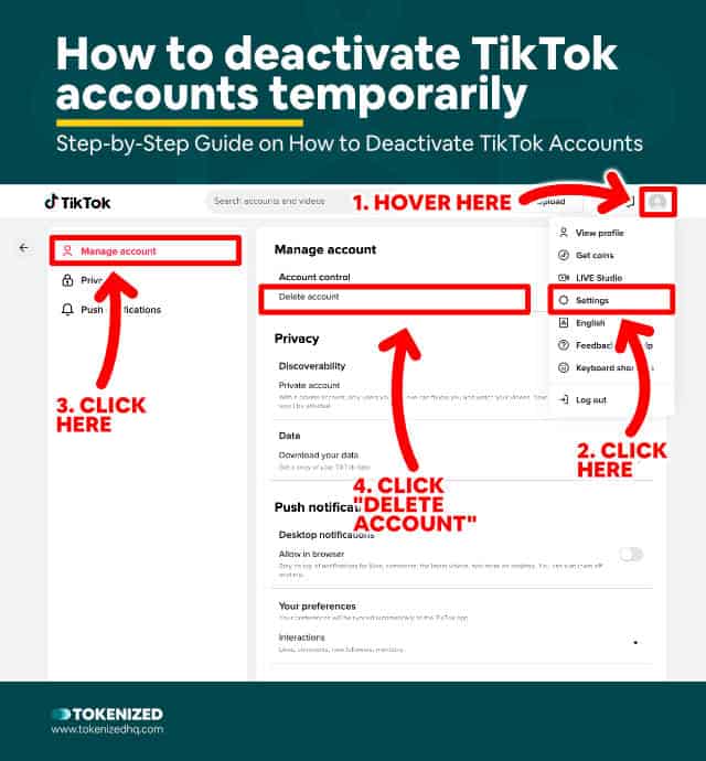 Step-by-Step guide on how to deactivate TikTok account temporarily on a desktop device..