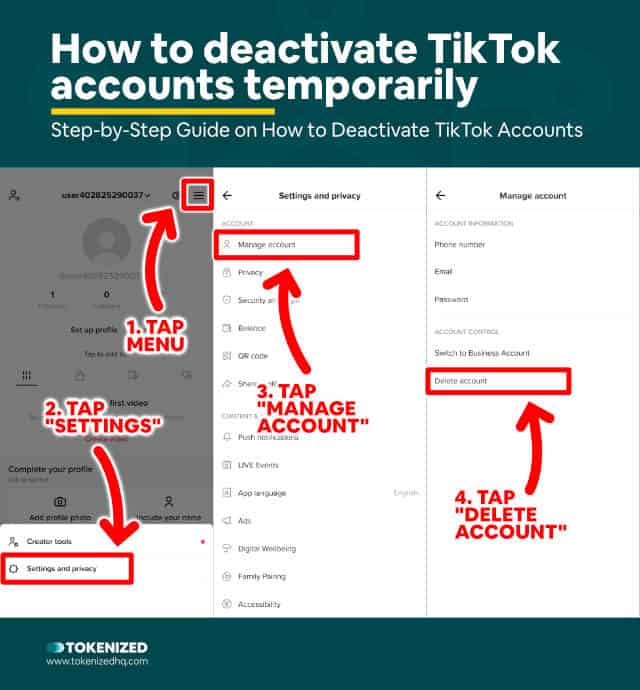 Step-by-Step guide on how to deactivate TikTok account temporarily on mobile.