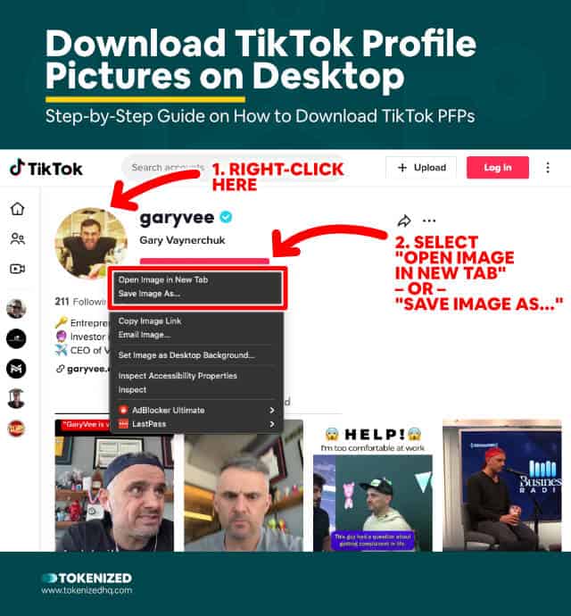 Step-by-step guide on how to download TikTok profile pictures on desktop devices.