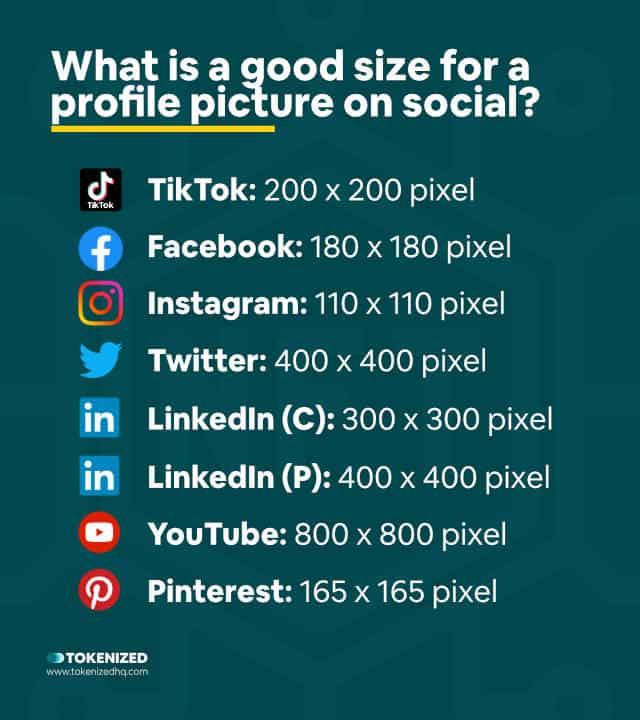 Infographic showing the correct profile picture sizes for various social media platforms.
