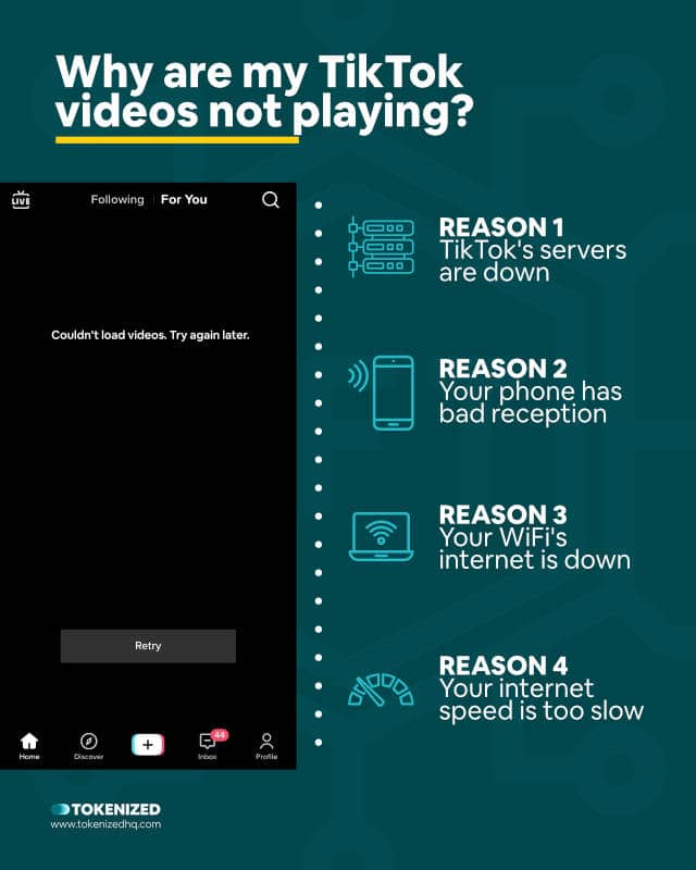 Infographic explaining why your TikTok videos are not loading.