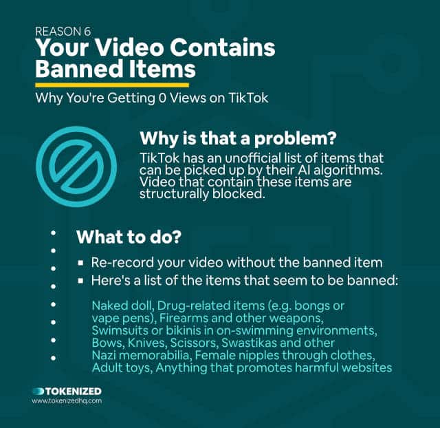 Infographic explaining why some videos get 0 views due to banned items.