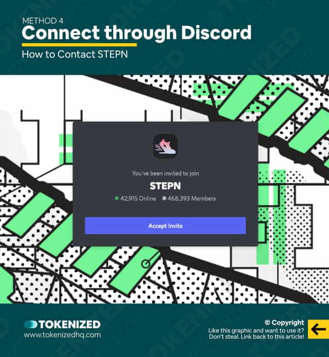 Infographic showing how to connect with the community via Discord.