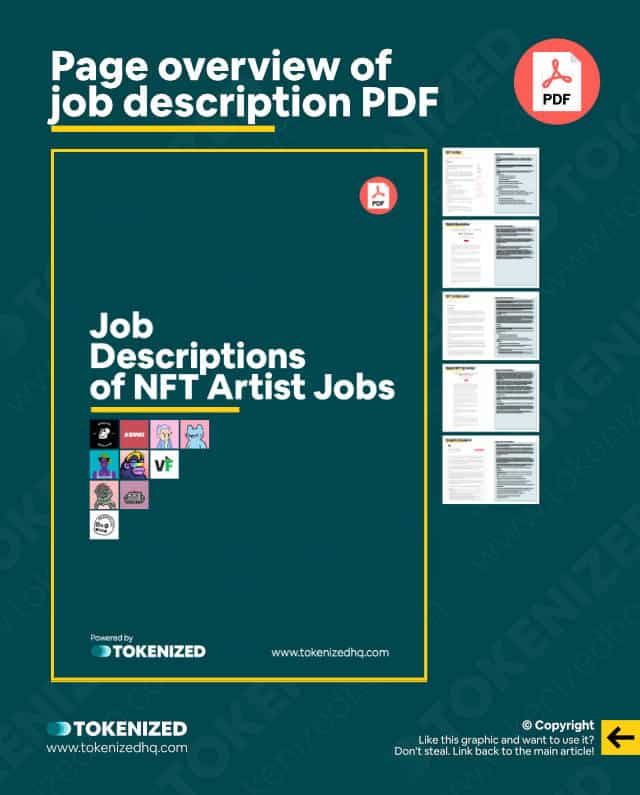 Infographic showing a page overview of the Job Descriptions collection for NFT artist jobs.