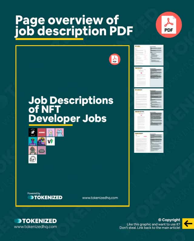 Infographic showing a page overview of the Job Descriptions collection for NFT developer jobs.