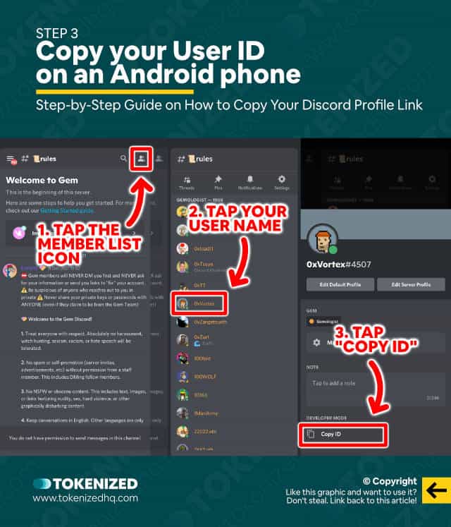 Step-by-step guide on how to copy your Discord profile link – Step 3 for Android